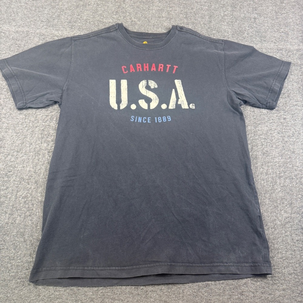 Carhartt T-Shirt Mens Large Tall Black Graphic USA 1889 Relaxed Fit Cotton